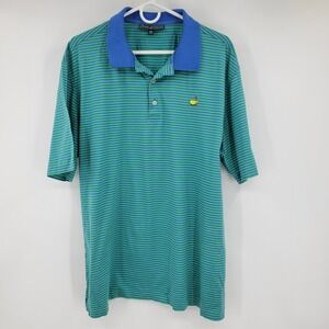 Masters Collection Mens XXL Golf Polo Shirt Green Blue Striped Logo MCJ1605-04